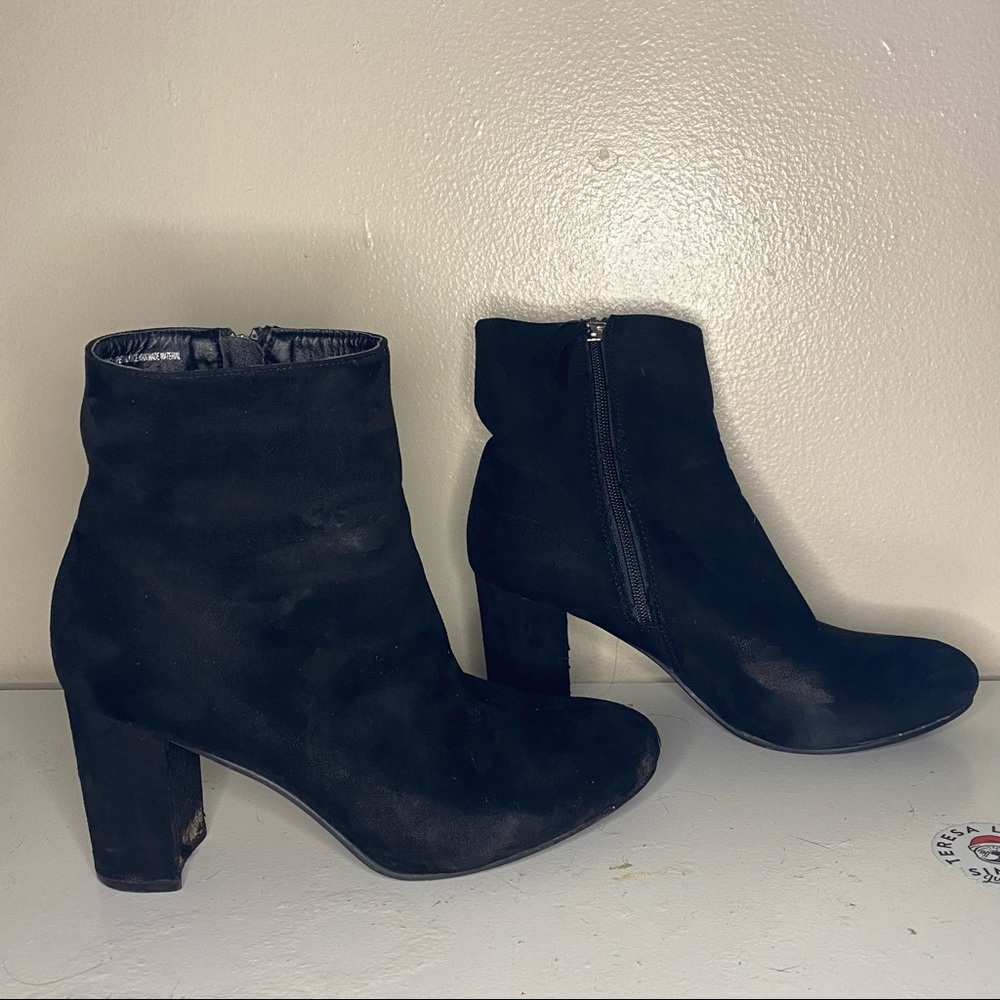 Black suede booties
